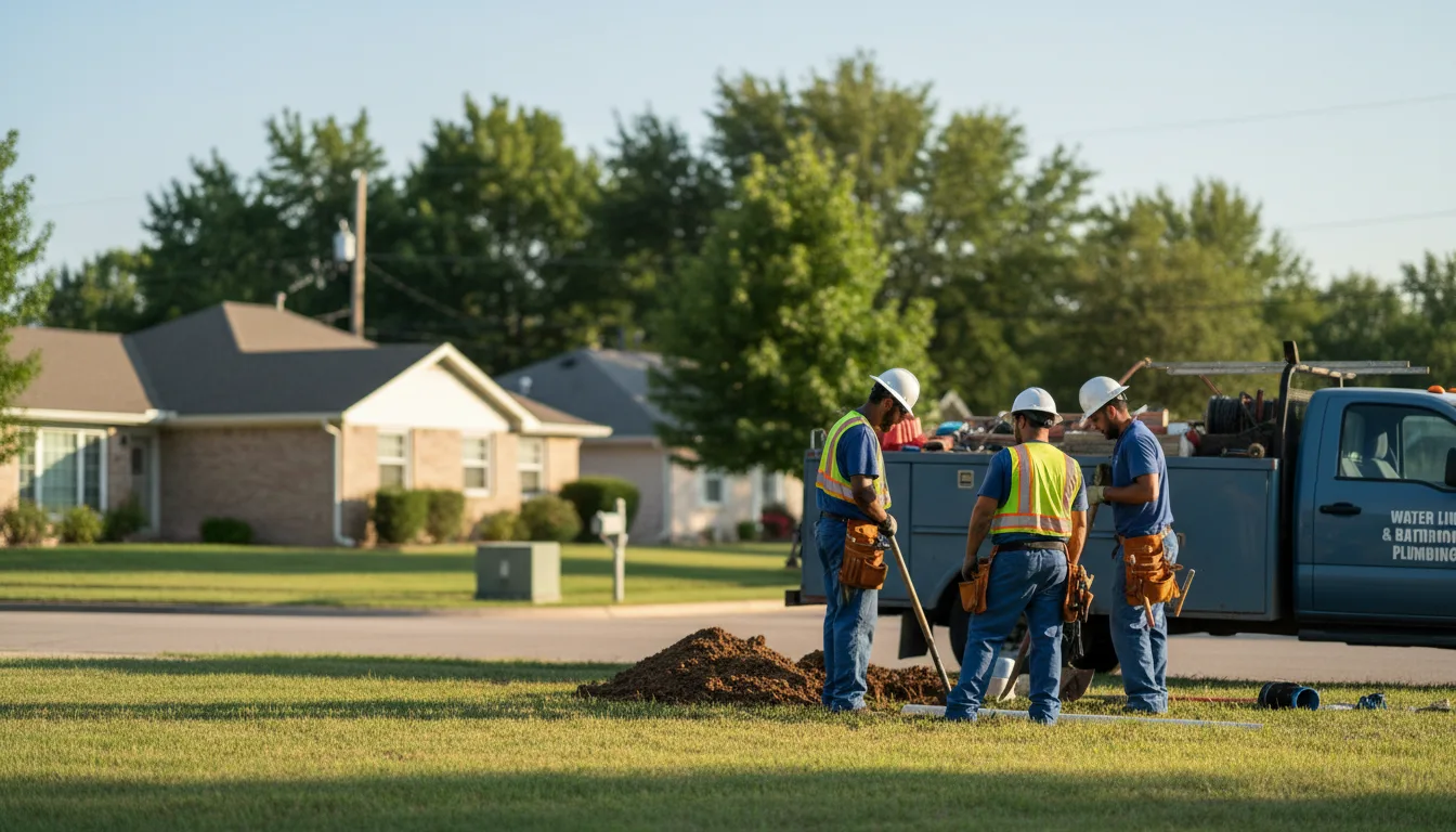 Residential water line and bathroom plumbing service in Piedmont, OK